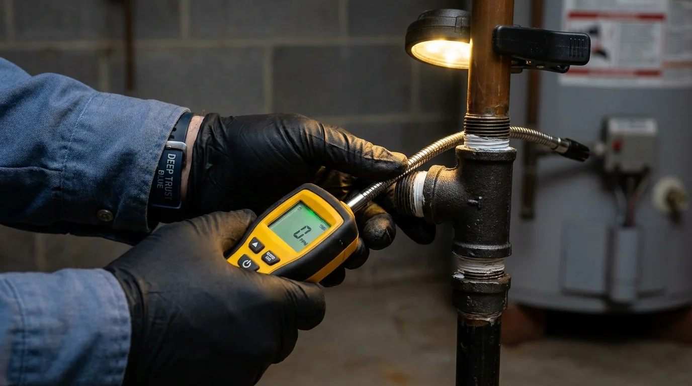 Gas leak detection with electronic sniffer by Johns Plumbing LLC in Buchanan